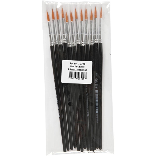 Gold Line Pinsel, Nr. 8, L 18,5 cm, B 3 mm, rund, 12 Stk/ 1 Pck – Bild 2