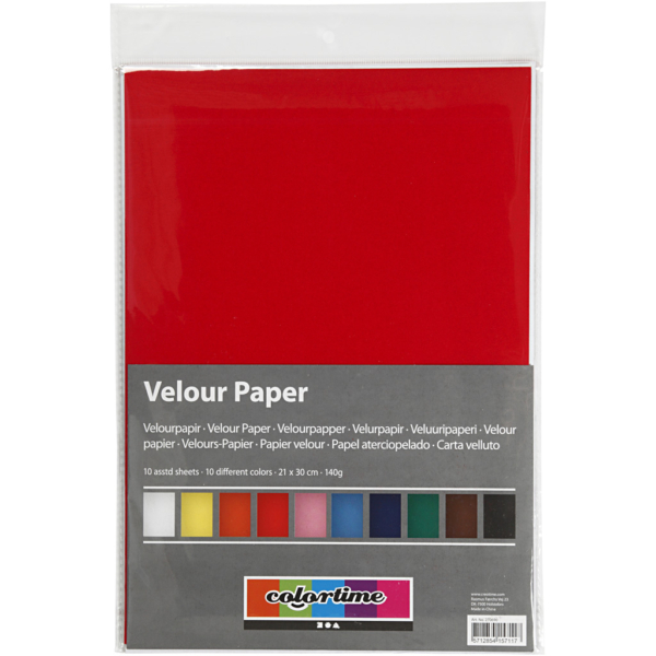 Velourpapier, A4, 210x297 mm, 140 g, Sortierte Farben, 10 Bl./ 1 Pck – Bild 2