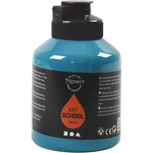 Pigment Art School-Farbe, Mattglänzend, Deckend, Türkis, 500 ml/ 1 Fl.