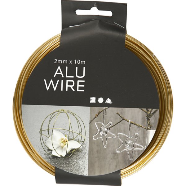 Aluminiumdraht, rund, Dicke 2 mm, Gold, 10 m/ 1 Rolle – Bild 2