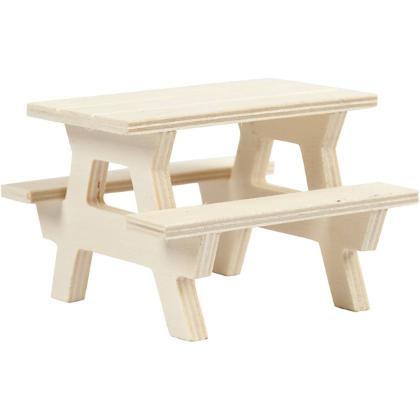 Picknick-Tisch mit Bank, H 5,5 cm, L 8 cm, 1 Stk – Bild 3