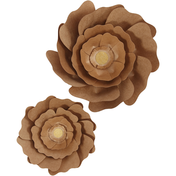 Papierblumen, D 15+25 cm, Natur, 2 Stk/ 1 Pck – Bild 2
