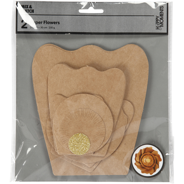Papierblumen, D 15+25 cm, Natur, 2 Stk/ 1 Pck – Bild 3