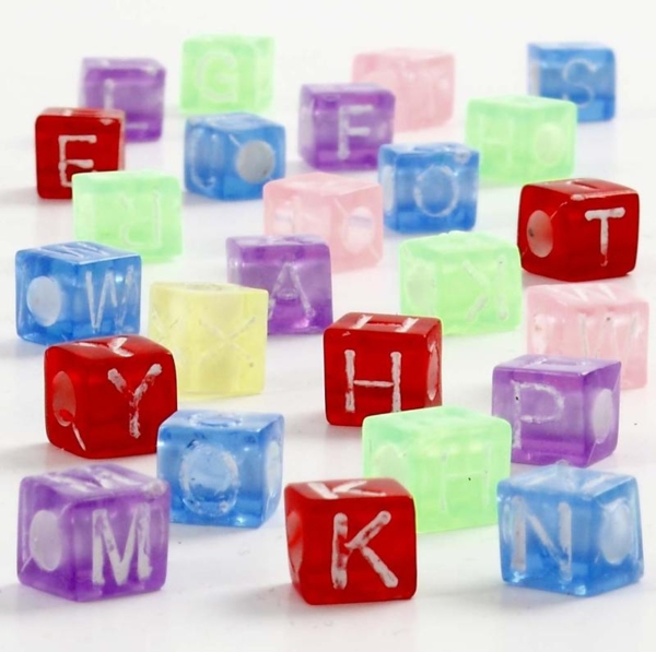 Buchstabenperlen-Mix, Größe 7x7x7 mm, Lochgröße 3 mm, Sortierte Farben, 700 ml/ 1 Dose, 450 g – Bild 2