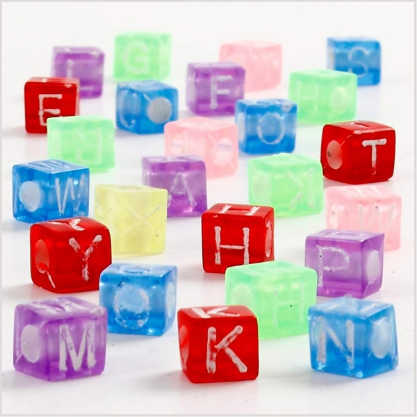 Buchstabenperlen-Mix, Größe 7x7x7 mm, Lochgröße 3 mm, Sortierte Farben, 700 ml/ 1 Dose, 450 g – Bild 3