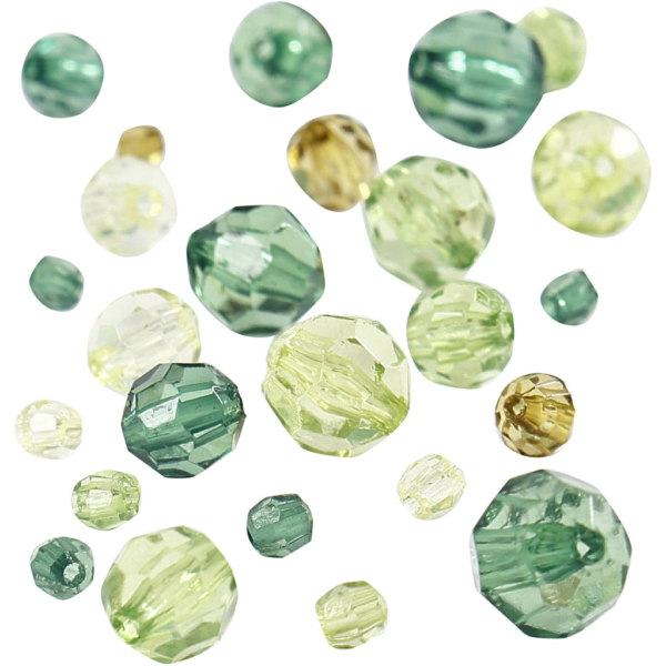 Facettenperlen-Mix, Größe 4-12 mm, Lochgröße 1-2,5 mm, Grün mit Glitter, 45 g/ 1 Pck – Bild 4