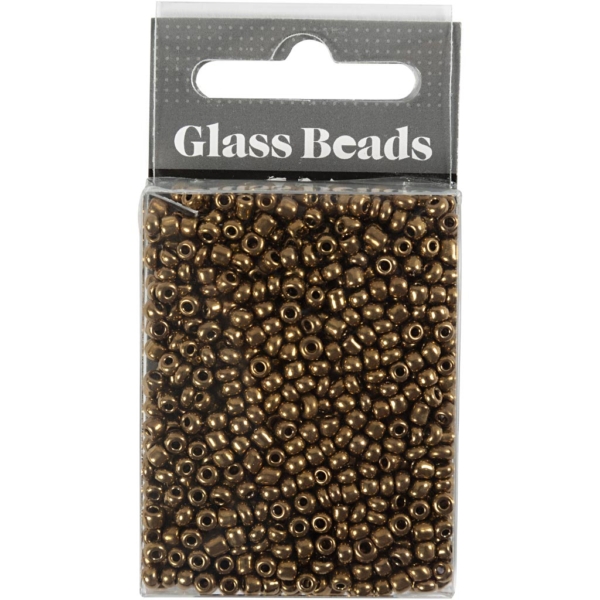 Rocailleperlen, D 3 mm, Größe 8/0 , Lochgröße 0,6-1,0 mm, Bronze, 25 g/ 1 Pck – Bild 2