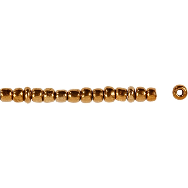 Rocailleperlen, D 3 mm, Größe 8/0 , Lochgröße 0,6-1,0 mm, Bronze, 25 g/ 1 Pck – Bild 4