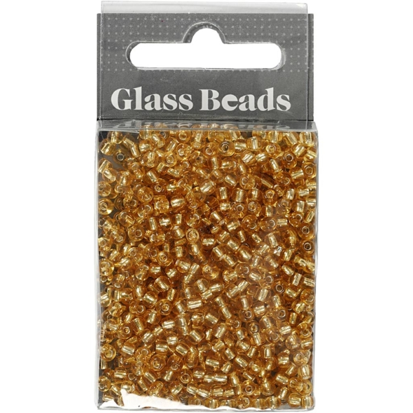 Rocailleperlen, D 3 mm, Größe 8/0 , Lochgröße 0,6-1,0 mm, Gold, 25 g/ 1 Pck – Bild 2