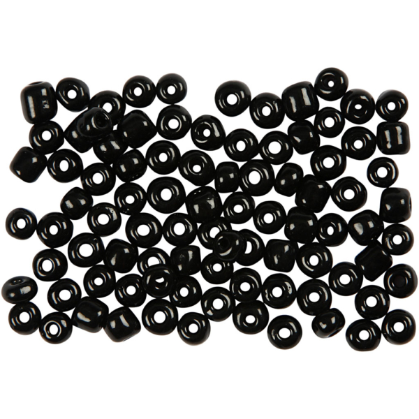 Rocailleperlen, D 4 mm, Größe 6/0 , Lochgröße 0,9-1,2 mm, Schwarz, 500 g/ 1 Pck
