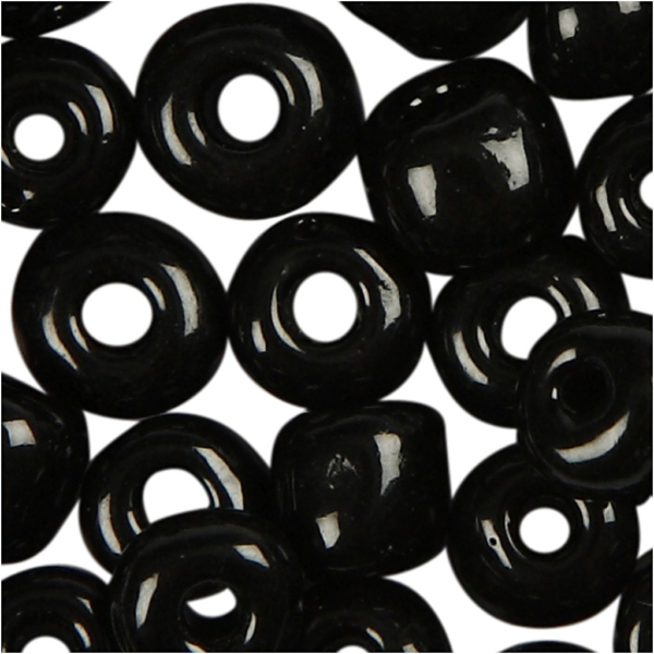 Rocailleperlen, D 4 mm, Größe 6/0 , Lochgröße 0,9-1,2 mm, Schwarz, 500 g/ 1 Pck – Bild 2