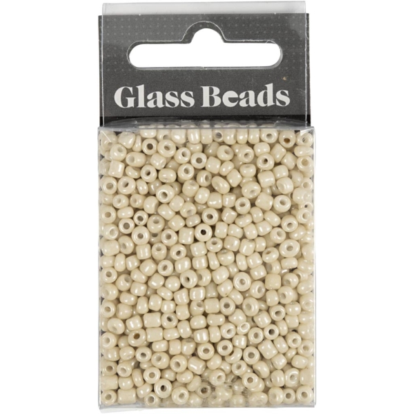 Rocailleperlen, D 3 mm, Größe 8/0 , Lochgröße 0,6-1,0 mm, Creme, 25 g/ 1 Pck – Bild 2