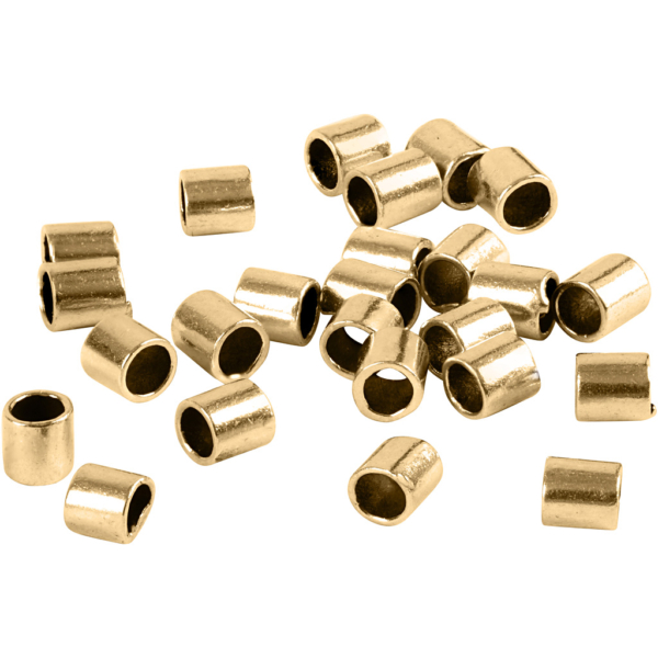Quetschperle in Röhrenform, Größe 2x2 mm, Lochgröße 1,4 mm, Vergoldet, 80 Stk/ 1 Pck – Bild 2