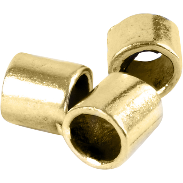 Quetschperle in Röhrenform, Größe 2x2 mm, Lochgröße 1,4 mm, Vergoldet, 80 Stk/ 1 Pck – Bild 3