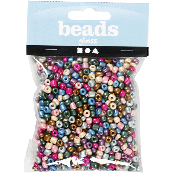 Rocailleperlen, D 5 mm, Größe 4/0 , Lochgröße 1,2 mm, Metallic-Farben, 130 g/ 1 Pck – Bild 2