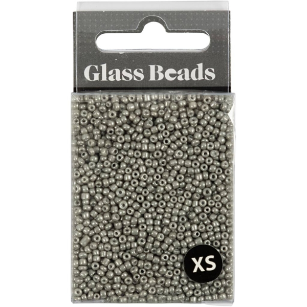 Rocailleperlen, D 1,7 mm, Größe 15/0 , Lochgröße 0,5-0,8 mm, Hellgrau, 25 g/ 1 Pck – Bild 2