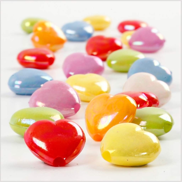 Herzperlen, Mix, Größe 15x15 mm, Lochgröße 3 mm, Sortierte Farben, 700 ml/ 1 Dose, 465 g – Bild 2