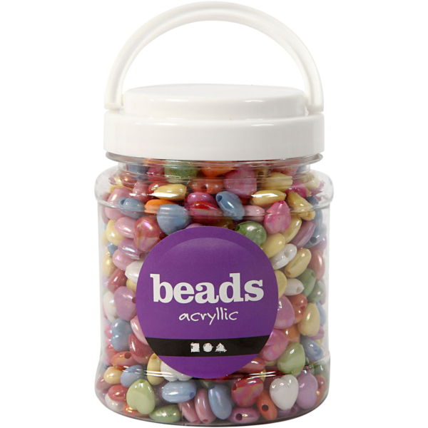 Herzperlen, Mix, Größe 15x15 mm, Lochgröße 3 mm, Sortierte Farben, 700 ml/ 1 Dose, 465 g – Bild 3