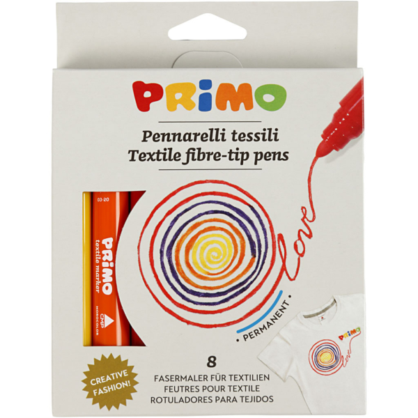 PRIMO Stoffmalstifte, Sortierte Farben, 8 Stk/ 1 Pck – Bild 2