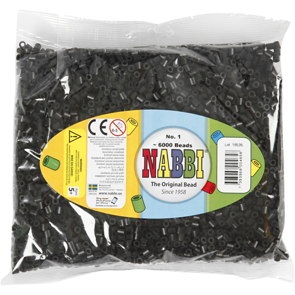 Bügelperlen, Größe 5x5 mm, Lochgröße 2,5 mm, medium, Schwarz (32220), 6000 Stk/ 1 Pck – Bild 2