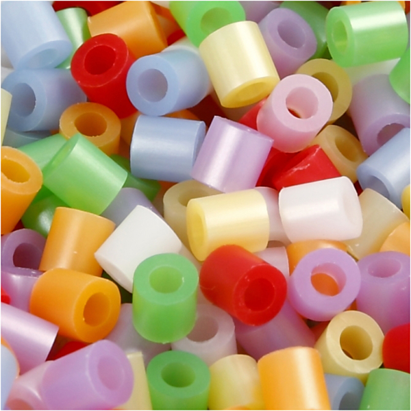 Bügelperlen, Größe 5x5 mm, Lochgröße 2,5 mm, medium, Perlmuttfarben, 1100 sort./ 1 Pck – Bild 3