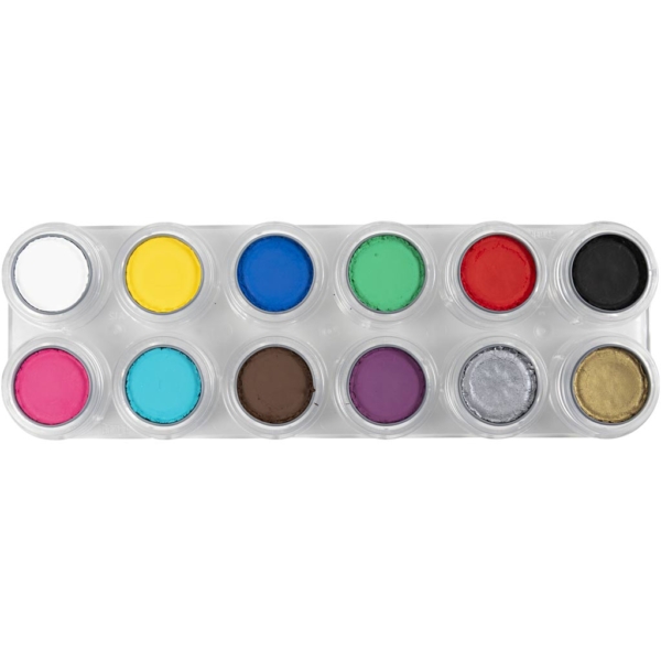 Grimas Gesichtsschminke auf Farbpalette, Sortierte Farben, 12x2,5 ml/ 1 Stk – Bild 4