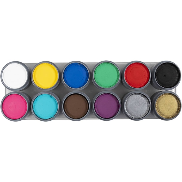 Grimas Gesichtsschminke auf Farbpalette, Sortierte Farben, 12x15 ml/ 1 Stk – Bild 2