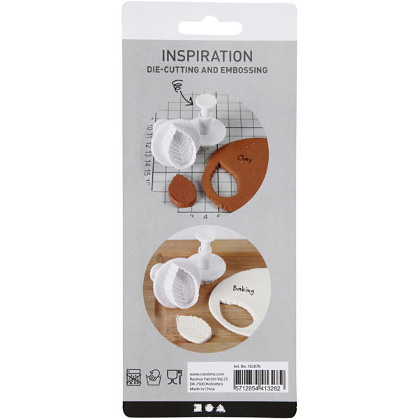 Ausstecher mit Stempelgriff, Blatt, D 3,4+4,4+4,9 cm, Weiß, 3 Stk/ 1 Pck – Bild 3