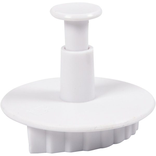 Ausstecher mit Stempelgriff, Blatt, D 3,4+4,4+4,9 cm, Weiß, 3 Stk/ 1 Pck – Bild 4