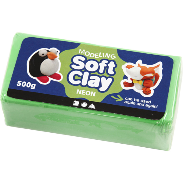Knetmasse, Größe 13x6x4 cm, Neongrün, 500 g/ 1 Pck – Bild 2
