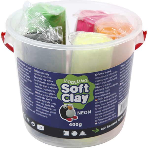 Knetmasse, H 9,5 cm, Neonfarben, 400 g/ 1 Eimer – Bild 3