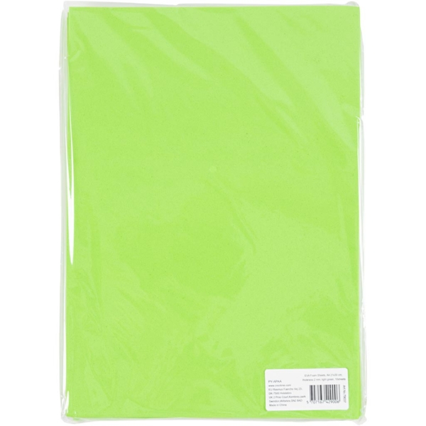 EVA-Schaumstoff, A4, 210x297 mm, Dicke 2 mm, Hellgrün, 10 Bl./ 1 Pck – Bild 4