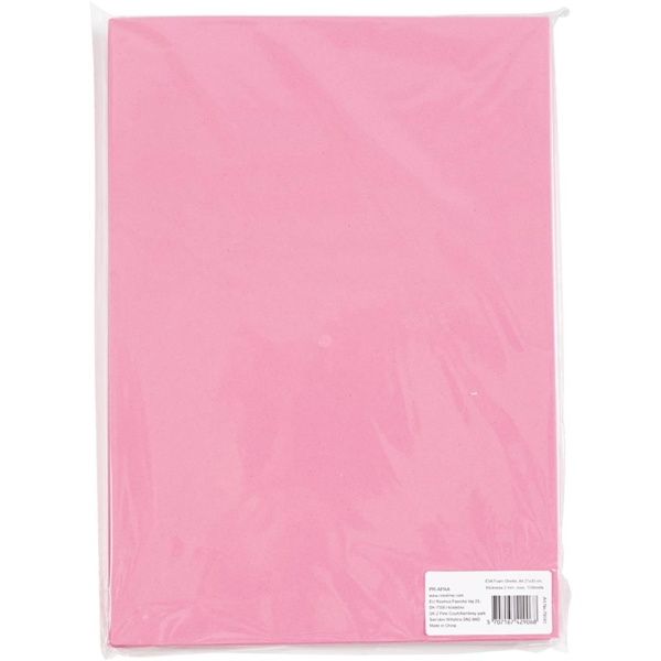 EVA-Schaumstoff, A4, 210x297 mm, Dicke 2 mm, Rosa, 10 Bl./ 1 Pck – Bild 3