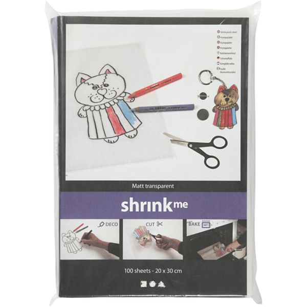 Plastikschrumpfplatten, 20x30 cm, Dicke 0,3 mm, Matt transparent, 100 Bl./ 1 Pck – Bild 2