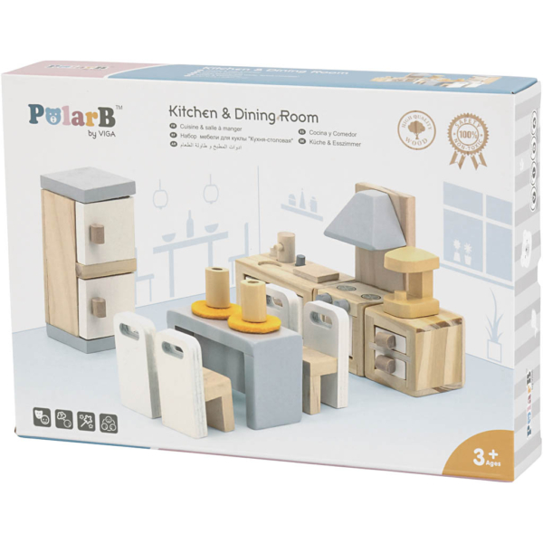 VIGA Puppenhausmöbel, Küche, Größe 2x2x7,5 cm, 9 Teile/ 1 Set – Bild 3