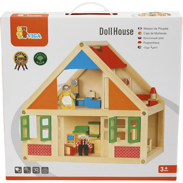 VIGA Puppenhaus aus Holz, Größe 43x40x27 cm, 1 Stk – Bild 3