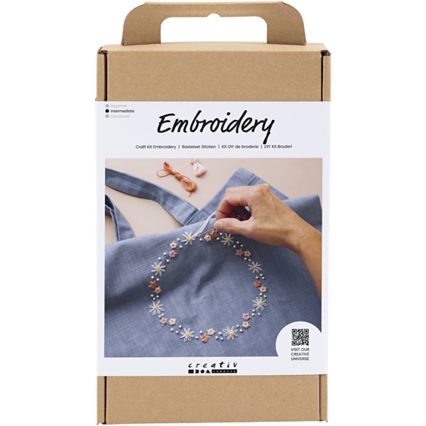 Kreativ Set Sticken, Einkaufstasche, Taubenblau, 1 Pck – Bild 2