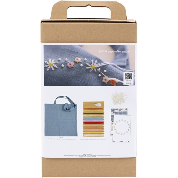 Kreativ Set Sticken, Einkaufstasche, Taubenblau, 1 Pck – Bild 3