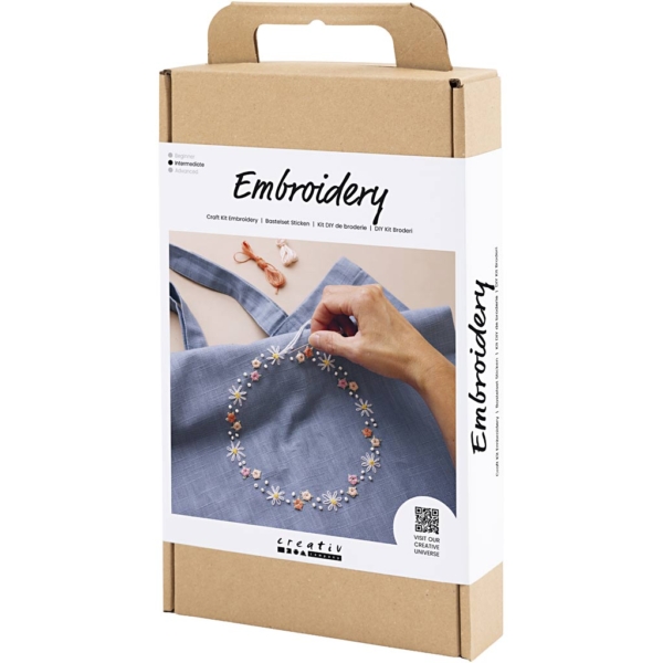 Kreativ Set Sticken, Einkaufstasche, Taubenblau, 1 Pck – Bild 4