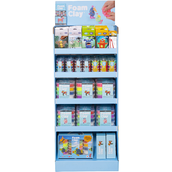 Standdisplay Foam Clay®, H 1560 mm, T 390 mm, B 580 mm, Sortierte Farben, 102 Teile/ 1 Pck