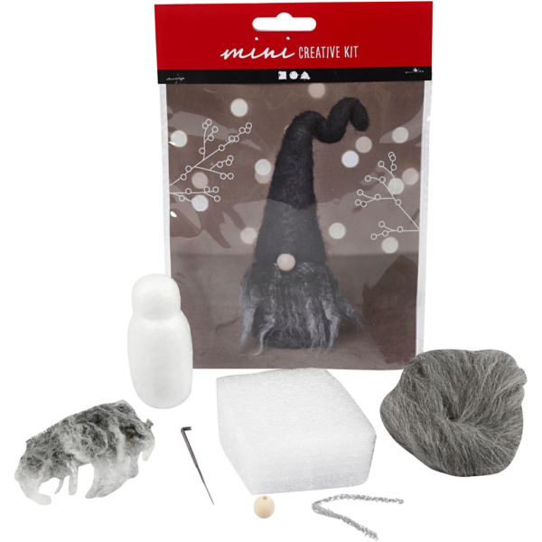 Mini Kreativ Set, Weihnachtswichtel, H 13 cm, Grau Melange, 1 Pck
