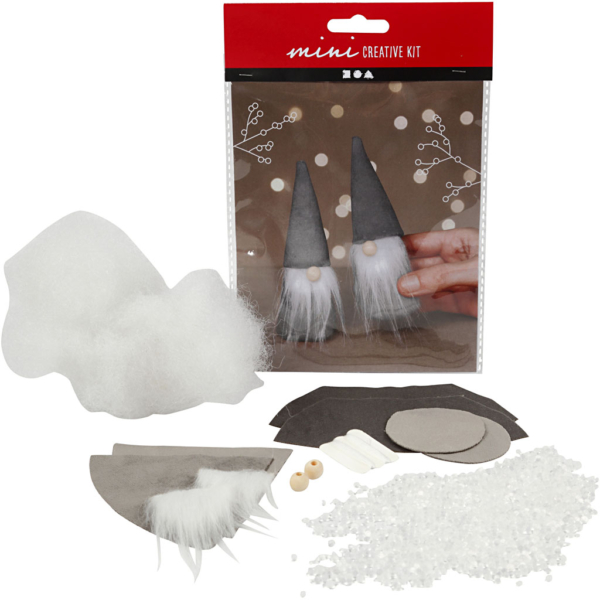 Mini Kreativ Set, Skandinavische Nikoläuse, H 12 cm, Grau, 1 Pck
