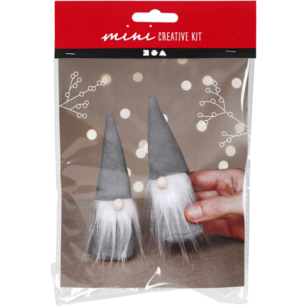 Mini Kreativ Set, Skandinavische Nikoläuse, H 12 cm, Grau, 1 Pck – Bild 2