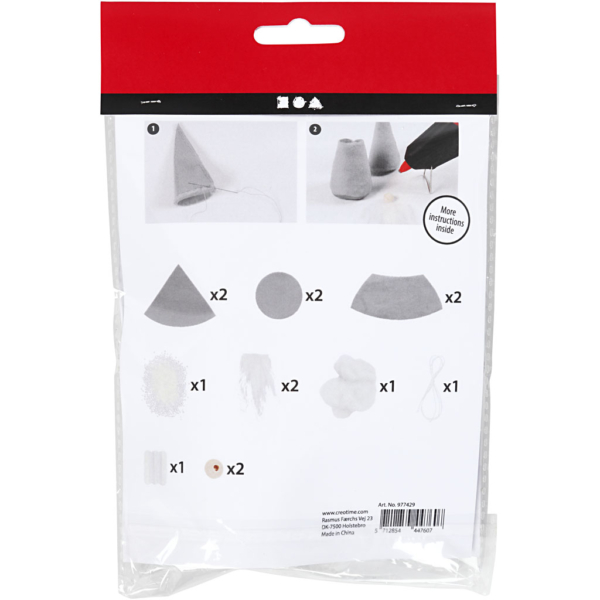 Mini Kreativ Set, Skandinavische Nikoläuse, H 12 cm, Grau, 1 Pck – Bild 3