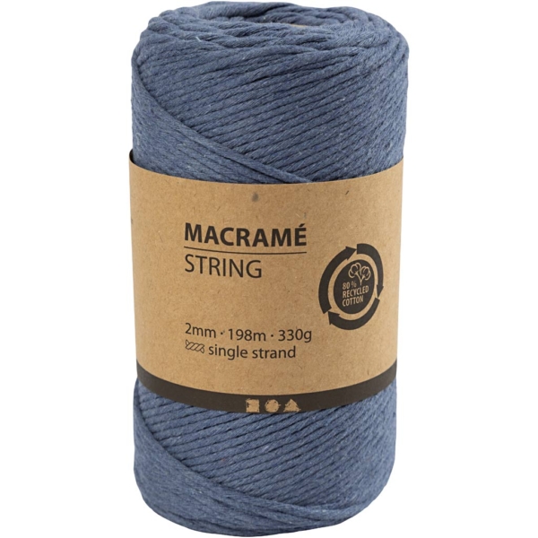 Macramé-Kordel, L 198 m, D 2 mm, Blau, 330 g/ 1 Rolle – Bild 2