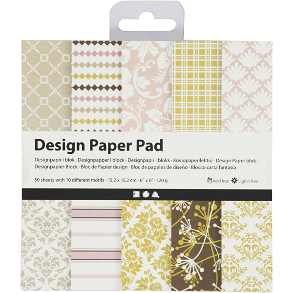 Design-Papier im Block, 15,2x15,2 cm, 120 g, Grün, Rosa, 50 Bl./ 1 Pck – Bild 2