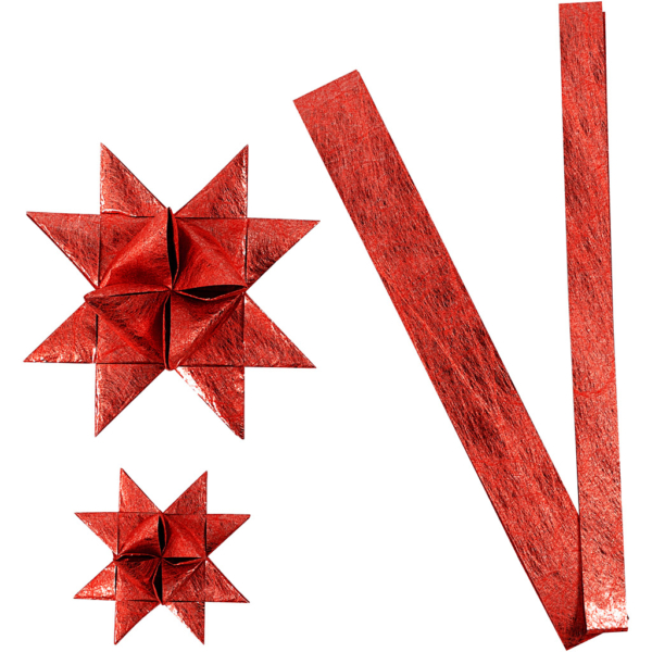 Papierstreifen für Flechtsterne, L 44+78 cm, D 6,5+11,5 cm, B 15+25 mm, Rot, 32 Streifen/ 1 Pck – Bild 3