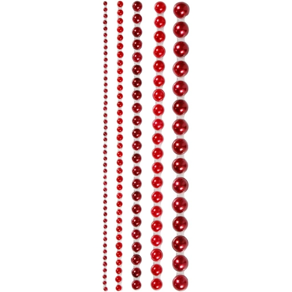 Halbperlen, Größe 2-8 mm, Rot, 140 Stk/ 1 Pck