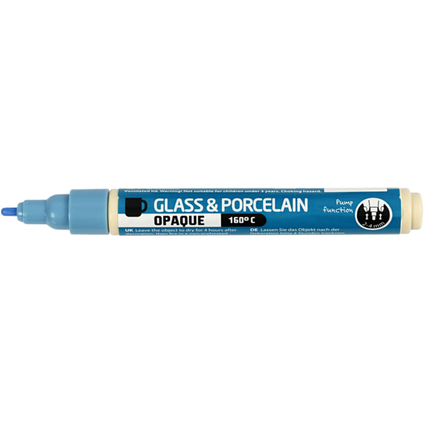 Glas-/Porzellanmalstift, Strichstärke 2-4 mm, Deckend, Hellblau, 1 Stk – Bild 3