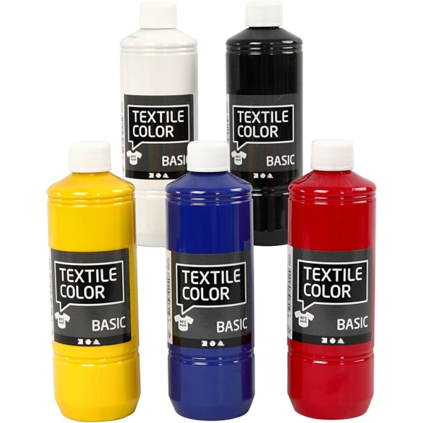 Textilfarbe, Primärfarben, 5x500 ml/ 1 Pck